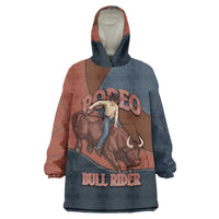 Bull Riding Wearable Blanket Hoodie Western Cowboy Denim And Leather Effect