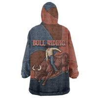 Bull Riding Wearable Blanket Hoodie Western Cowboy Denim And Leather Effect
