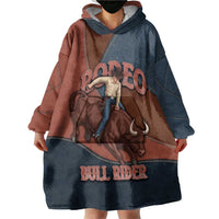 Bull Riding Wearable Blanket Hoodie Western Cowboy Denim And Leather Effect