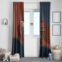 Bull Riding Window Curtain Western Cowboy Denim And Leather Effect