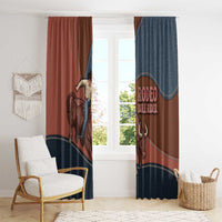 Bull Riding Window Curtain Western Cowboy Denim And Leather Effect
