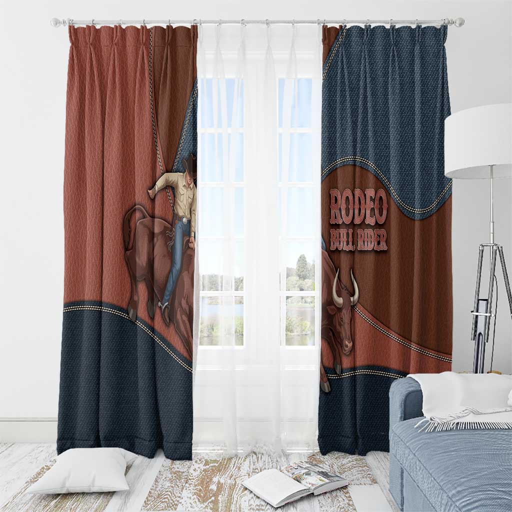 Bull Riding Window Curtain Western Cowboy Denim And Leather Effect