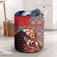 Personalized Georgia Laundry Basket Saint George Dragon Slayer Folk Pattern