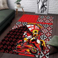 Personalized Georgia Area Rug Saint George Dragon Slayer Folk Pattern