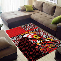 Personalized Georgia Area Rug Saint George Dragon Slayer Folk Pattern
