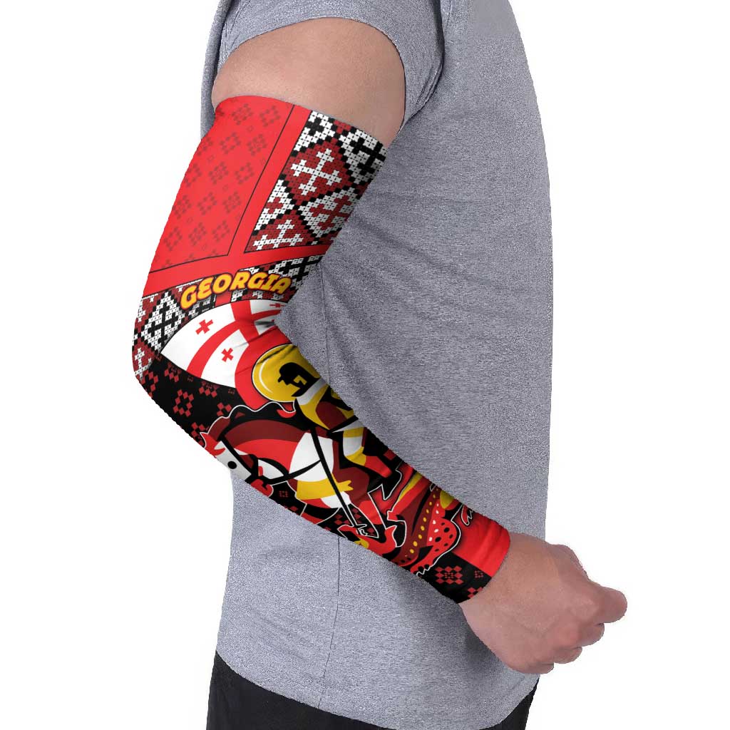 Personalized Georgia Arm Sleeves Saint George Dragon Slayer Folk Pattern