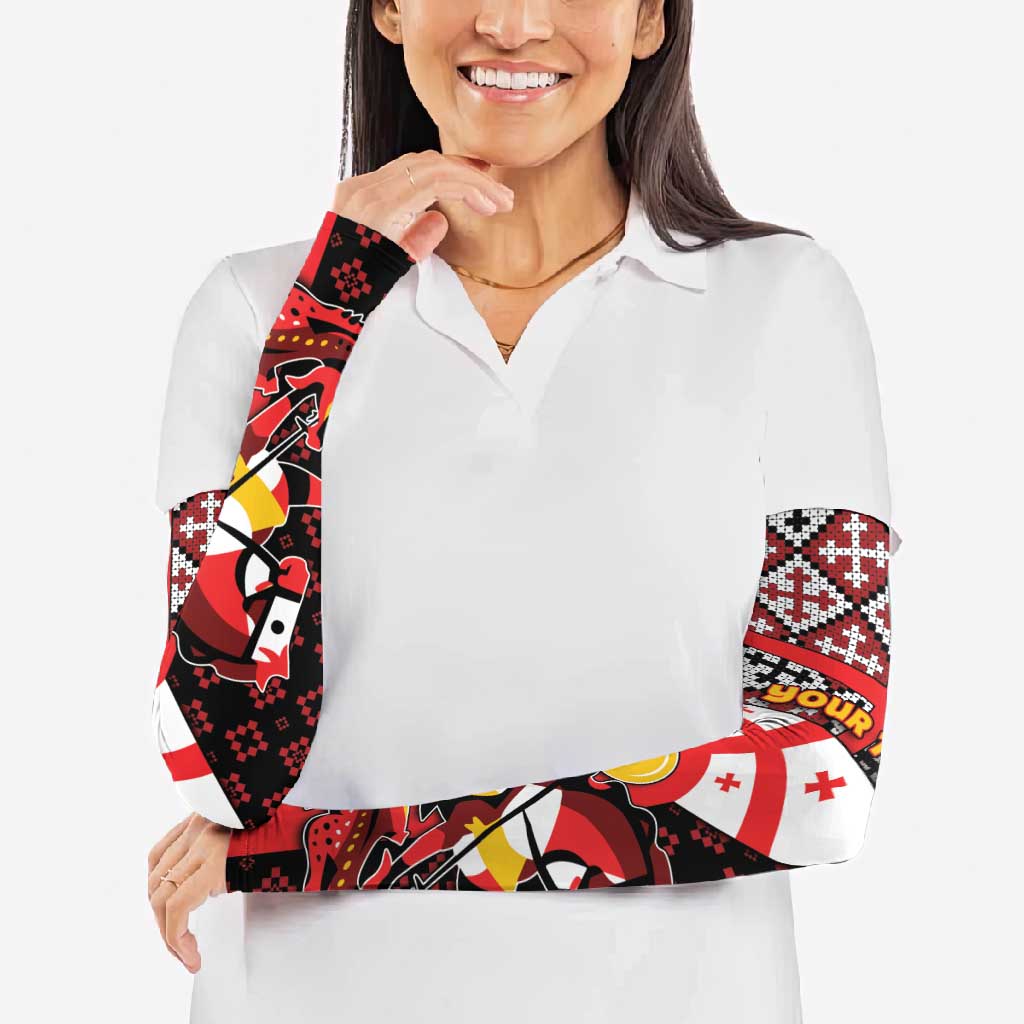 Personalized Georgia Arm Sleeves Saint George Dragon Slayer Folk Pattern