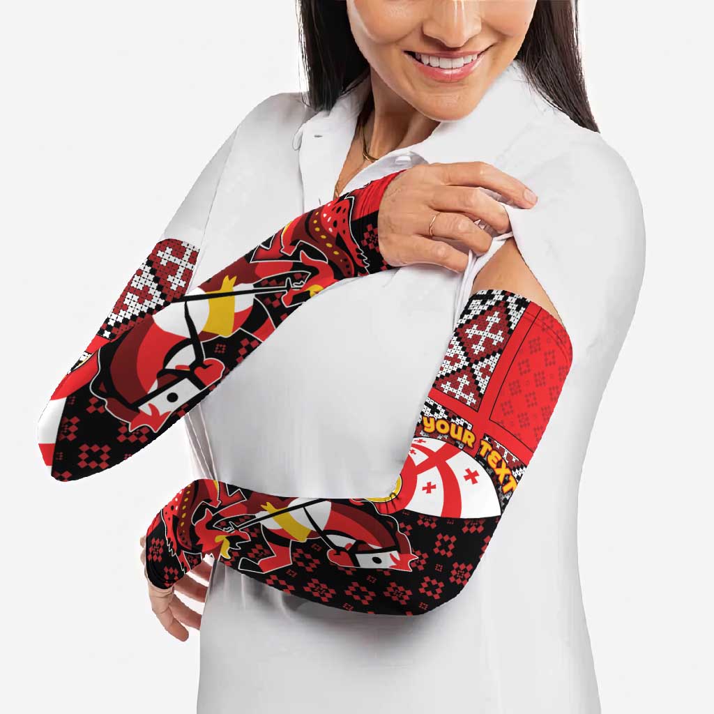 Personalized Georgia Arm Sleeves Saint George Dragon Slayer Folk Pattern