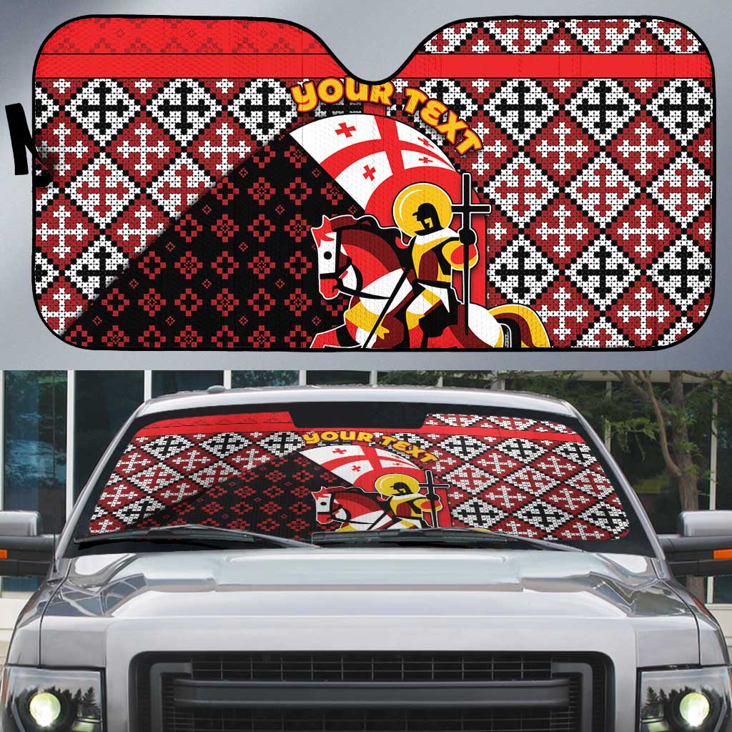 Personalized Georgia Auto Sun Shade Saint George Dragon Slayer Folk Pattern
