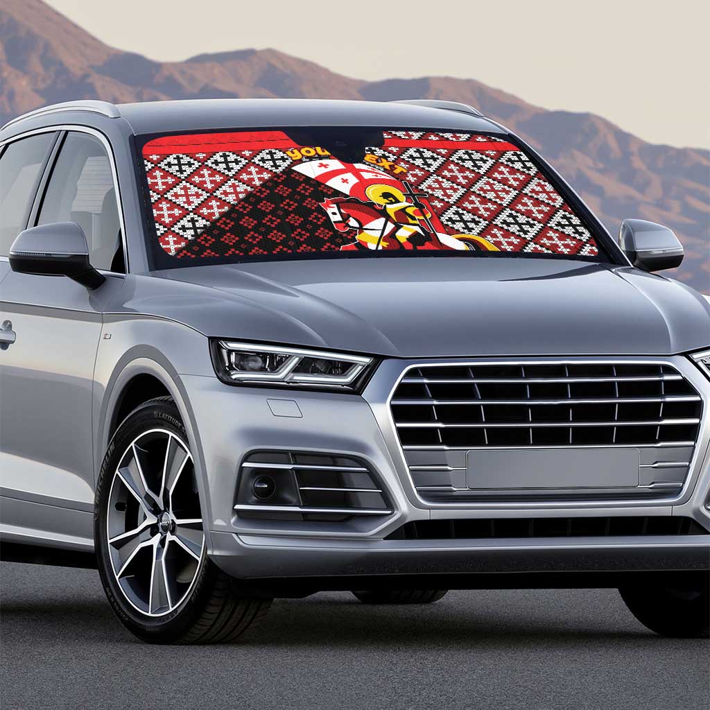Personalized Georgia Auto Sun Shade Saint George Dragon Slayer Folk Pattern