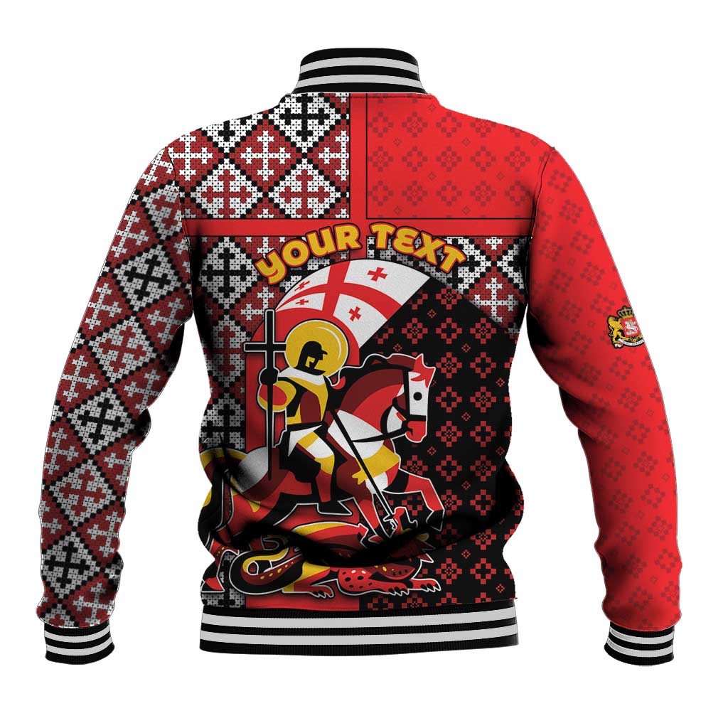 Personalized Georgia Baseball Jacket Saint George Dragon Slayer Folk Pattern
