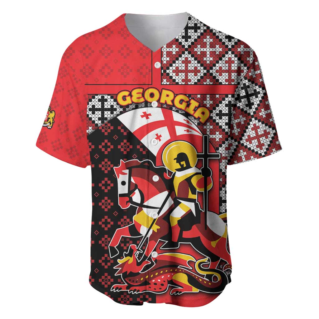 Personalized Georgia Baseball Jersey Saint George Dragon Slayer Folk Pattern