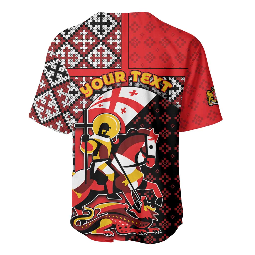 Personalized Georgia Baseball Jersey Saint George Dragon Slayer Folk Pattern