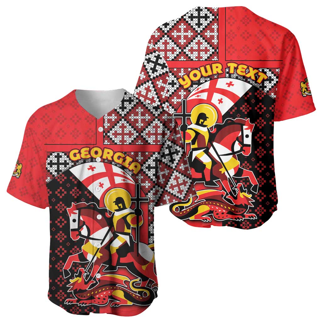 Personalized Georgia Baseball Jersey Saint George Dragon Slayer Folk Pattern