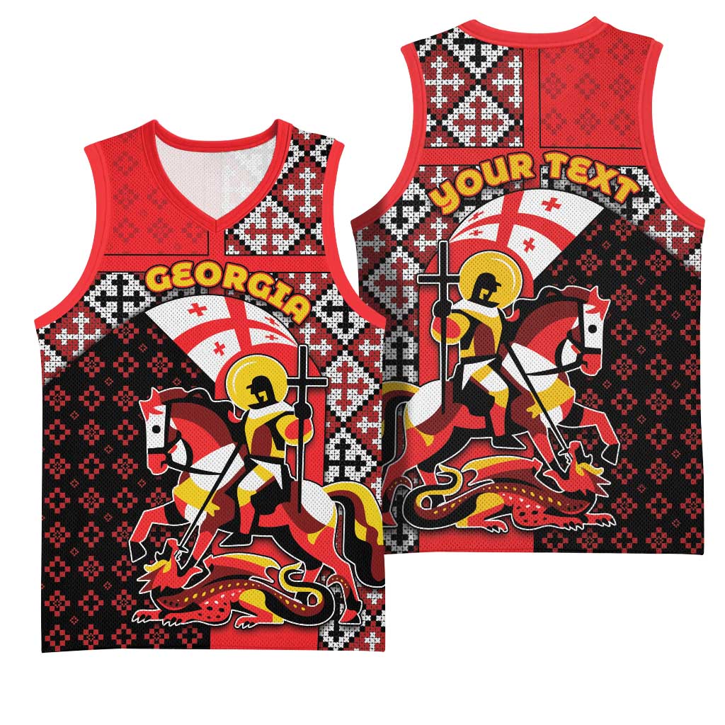 Personalized Georgia Basketball Jersey Saint George Dragon Slayer Folk Pattern