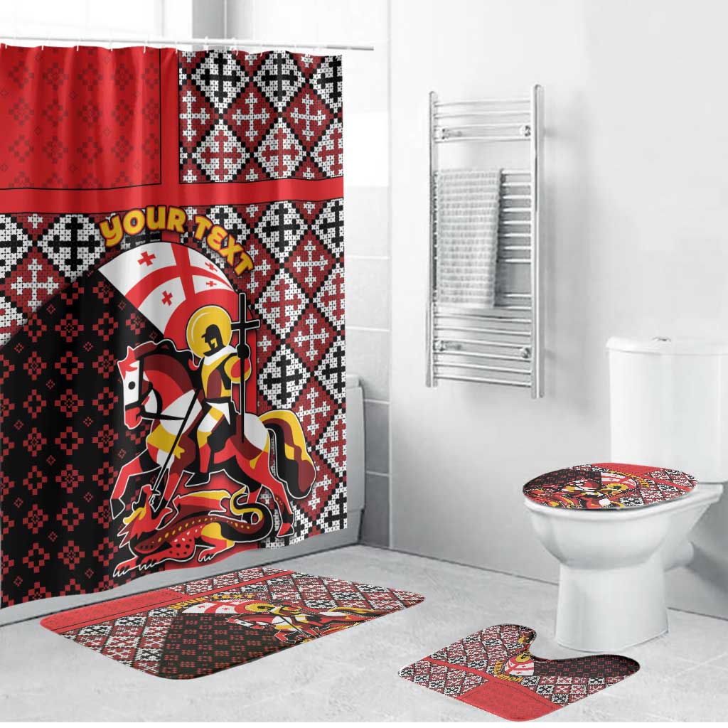 Personalized Georgia Bathroom Set Saint George Dragon Slayer Folk Pattern