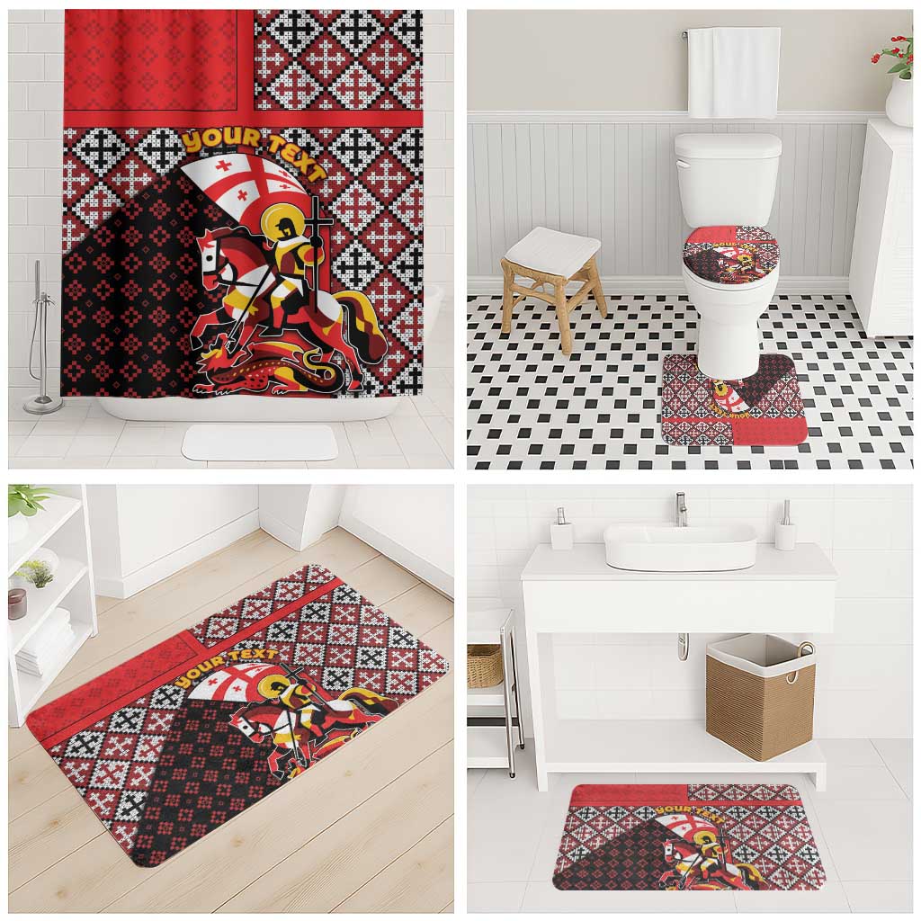 Personalized Georgia Bathroom Set Saint George Dragon Slayer Folk Pattern