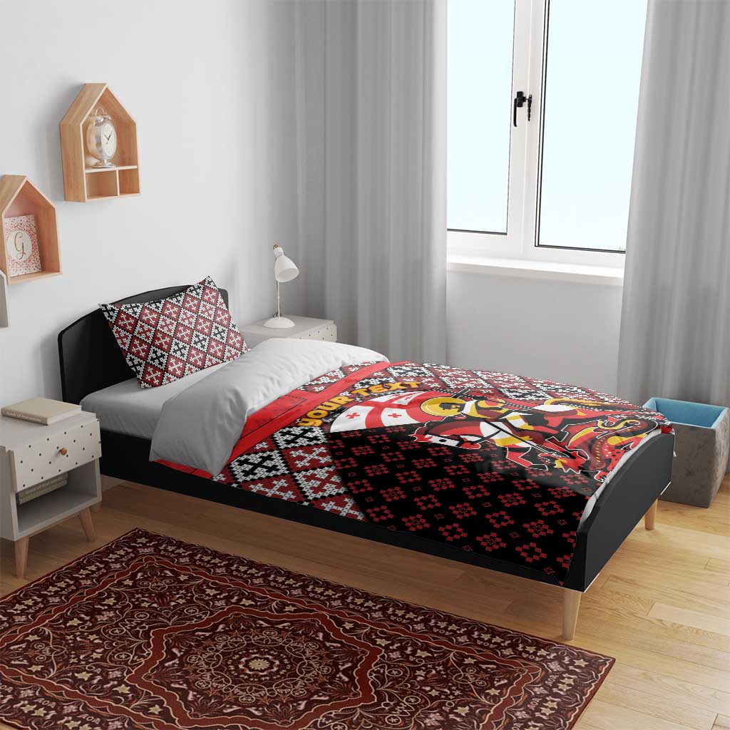 Personalized Georgia Bedding Set Saint George Dragon Slayer Folk Pattern