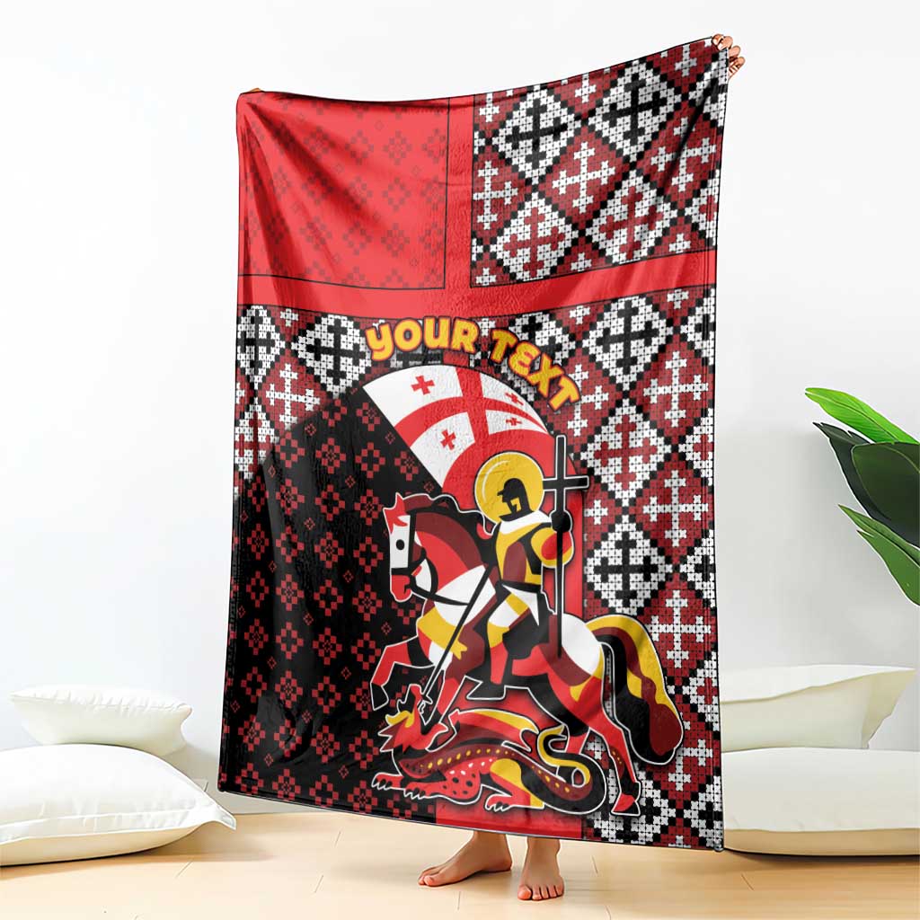 Personalized Georgia Blanket Saint George Dragon Slayer Folk Pattern