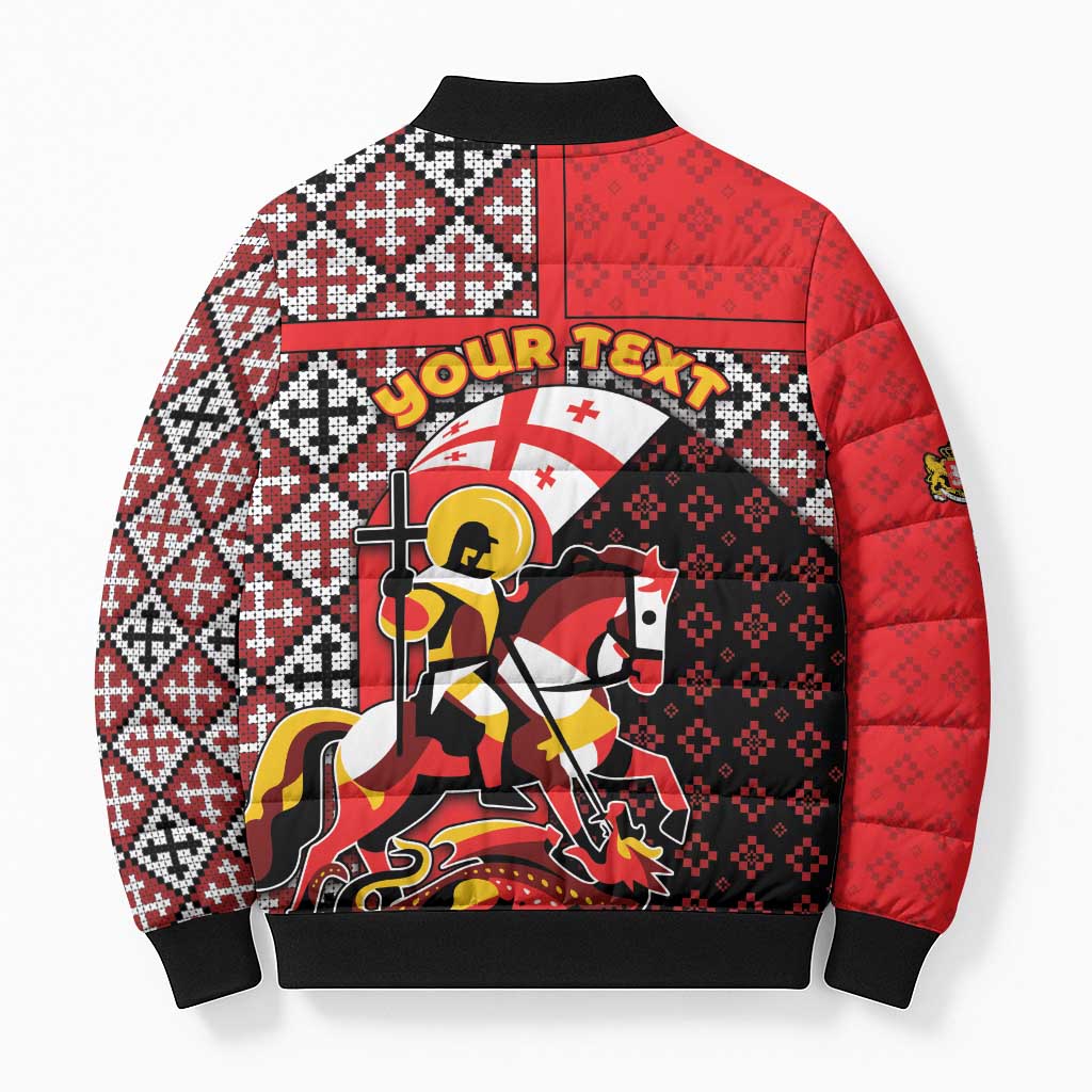 Personalized Georgia Bomber Puffer Jacket Saint George Dragon Slayer Folk Pattern