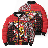 Personalized Georgia Bomber Puffer Jacket Saint George Dragon Slayer Folk Pattern