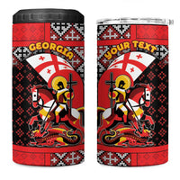 Personalized Georgia 4 in 1 Can Cooler Tumbler Saint George Dragon Slayer Folk Pattern
