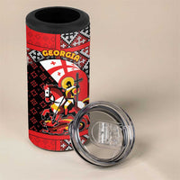 Personalized Georgia 4 in 1 Can Cooler Tumbler Saint George Dragon Slayer Folk Pattern