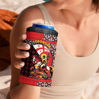 Personalized Georgia 4 in 1 Can Cooler Tumbler Saint George Dragon Slayer Folk Pattern