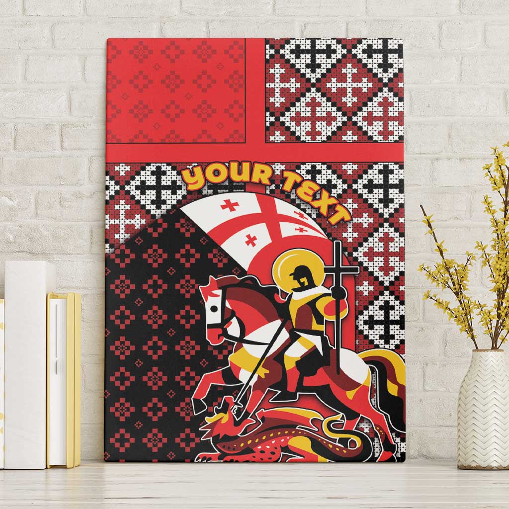 Personalized Georgia Canvas Wall Art Saint George Dragon Slayer Folk Pattern