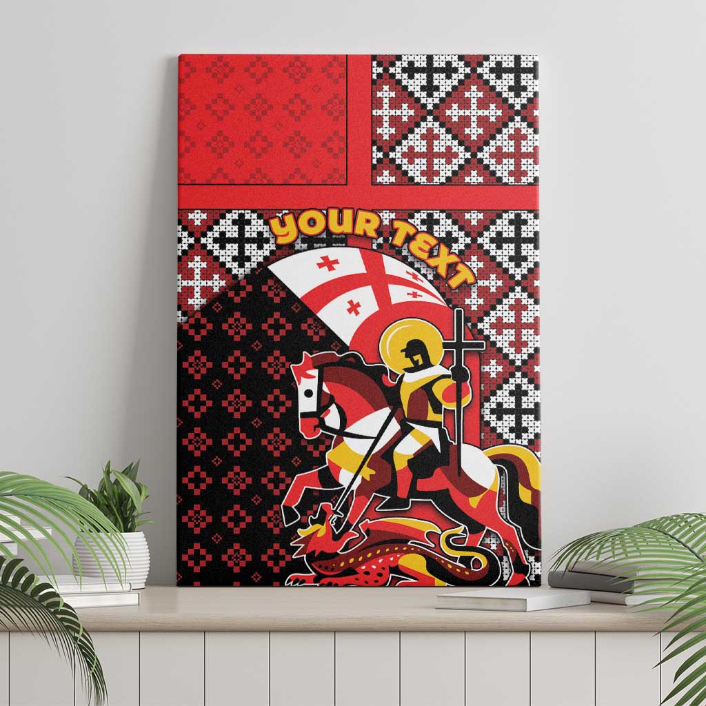 Personalized Georgia Canvas Wall Art Saint George Dragon Slayer Folk Pattern