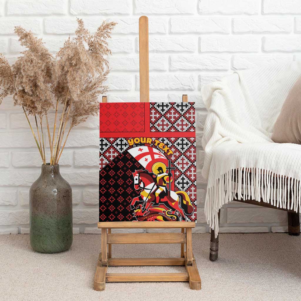 Personalized Georgia Canvas Wall Art Saint George Dragon Slayer Folk Pattern