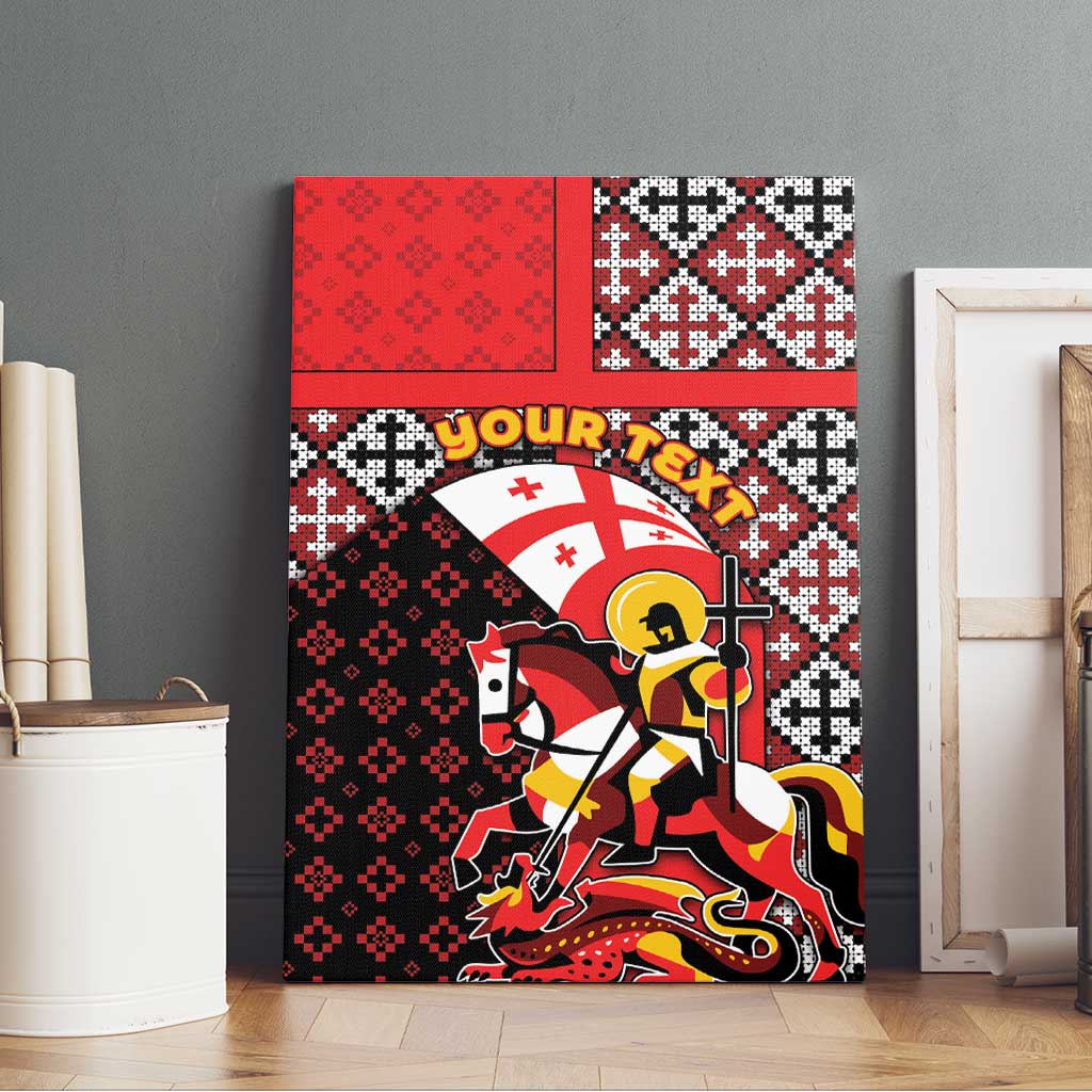 Personalized Georgia Canvas Wall Art Saint George Dragon Slayer Folk Pattern