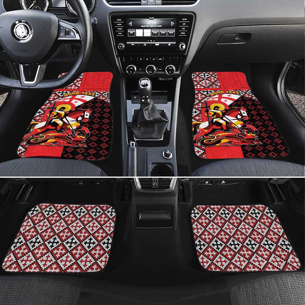 Personalized Georgia Car Mats Saint George Dragon Slayer Folk Pattern