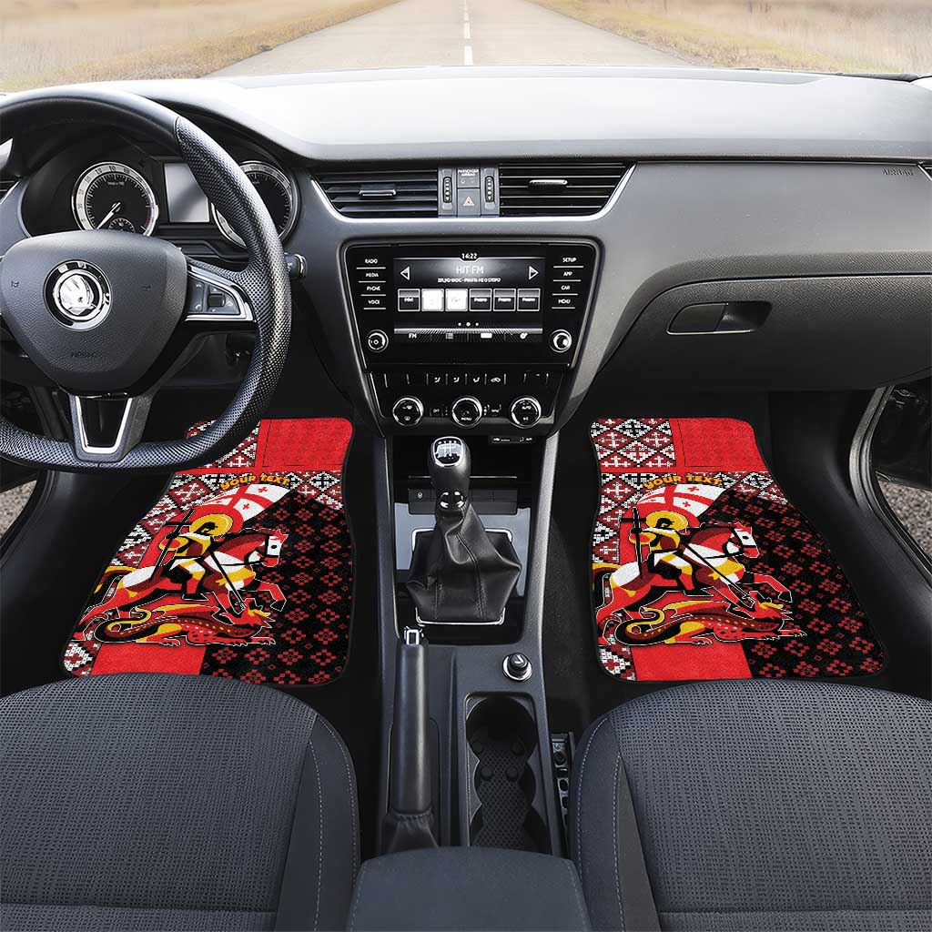 Personalized Georgia Car Mats Saint George Dragon Slayer Folk Pattern