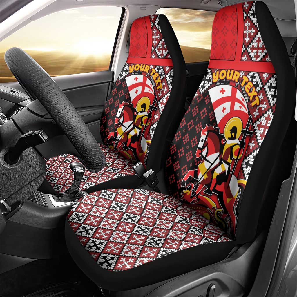 Personalized Georgia Car Seat Cover Saint George Dragon Slayer Folk Pattern
