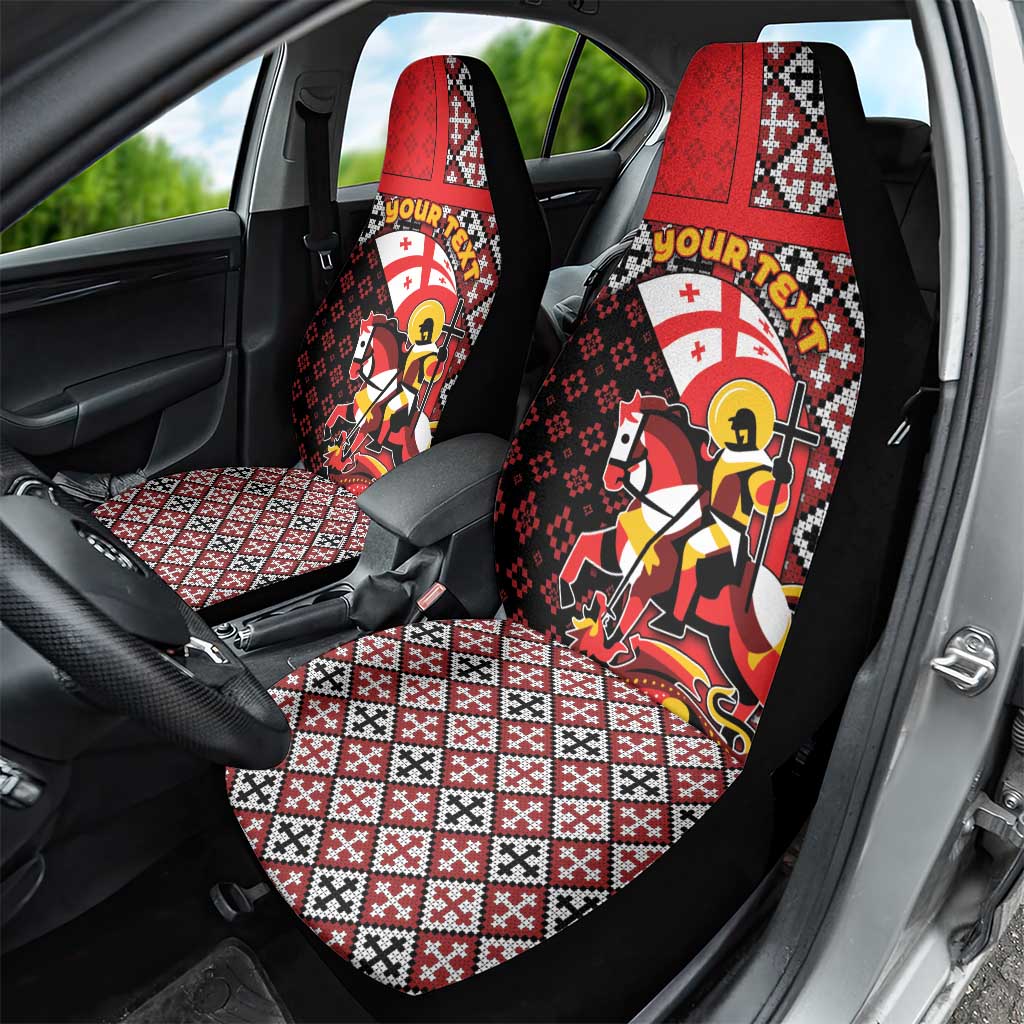 Personalized Georgia Car Seat Cover Saint George Dragon Slayer Folk Pattern