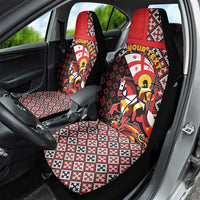Personalized Georgia Car Seat Cover Saint George Dragon Slayer Folk Pattern