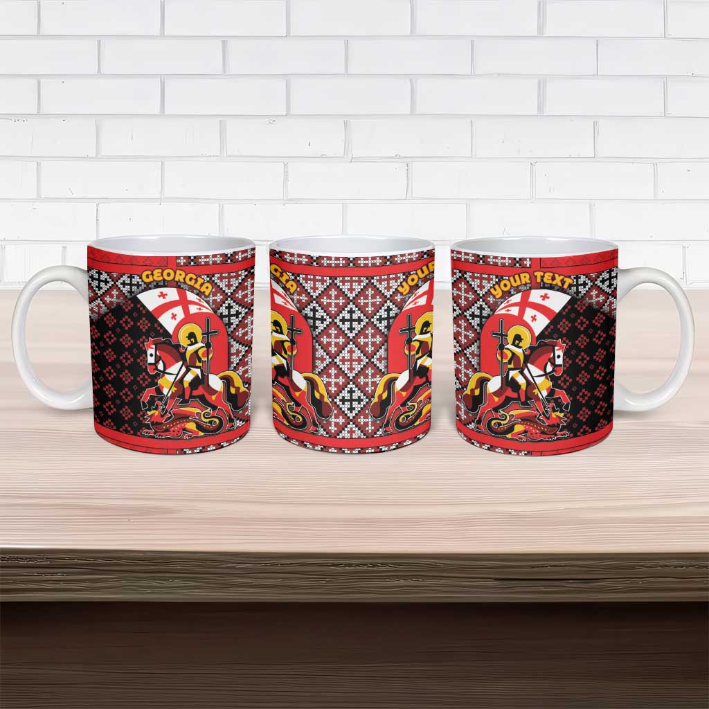 Personalized Georgia Ceramic Mug Saint George Dragon Slayer Folk Pattern