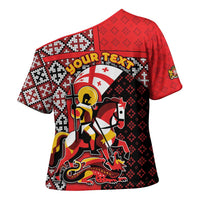 Personalized Georgia Cross Shoulder Shirt Saint George Dragon Slayer Folk Pattern