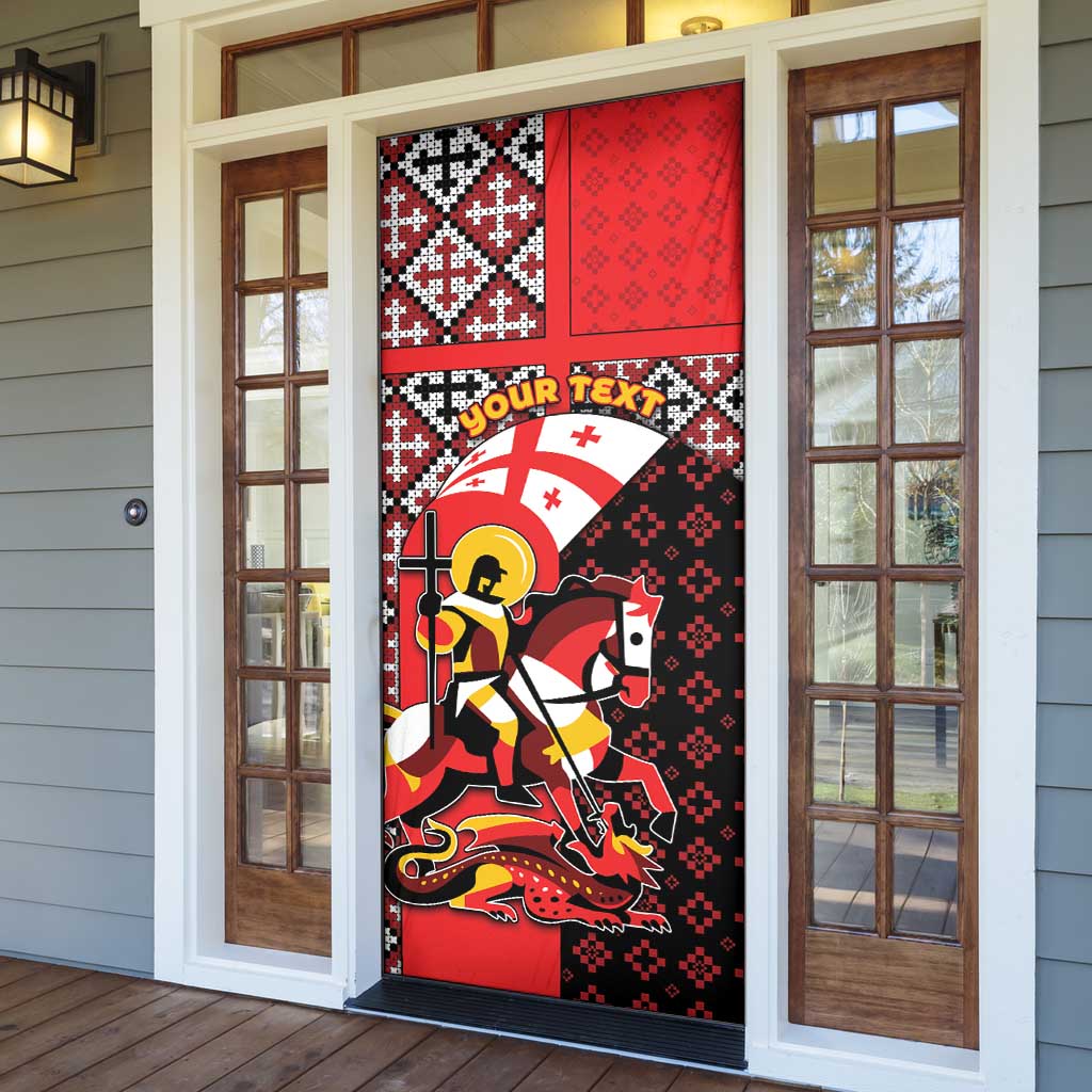 Personalized Georgia Door Cover Saint George Dragon Slayer Folk Pattern