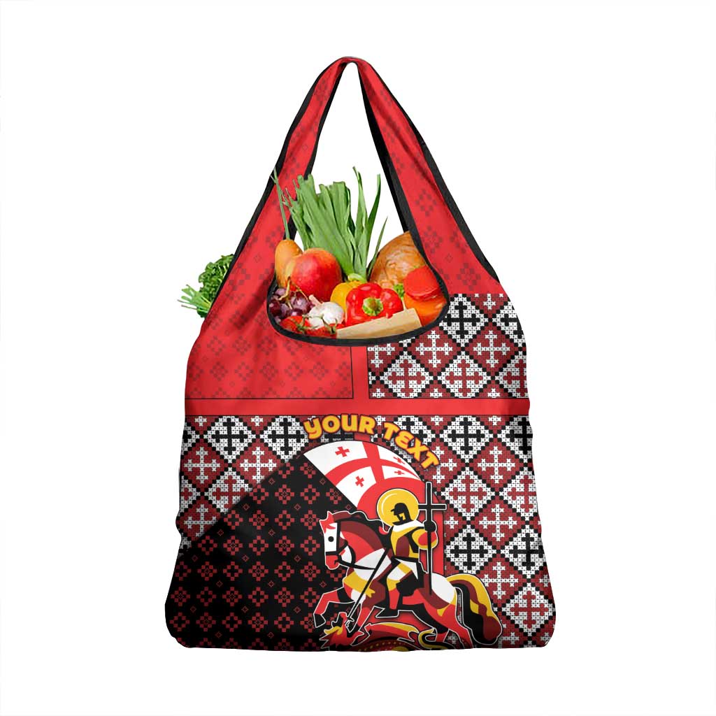 Personalized Georgia Grocery Bag Saint George Dragon Slayer Folk Pattern