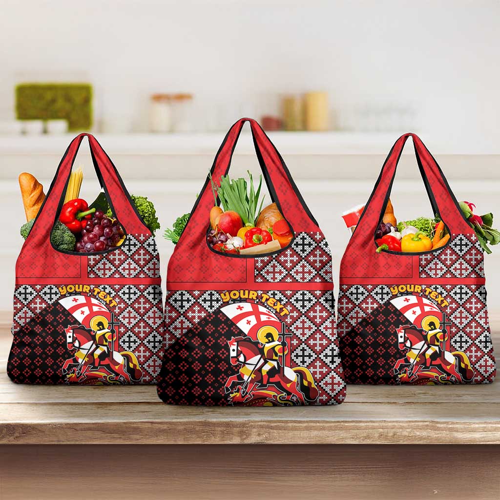 Personalized Georgia Grocery Bag Saint George Dragon Slayer Folk Pattern