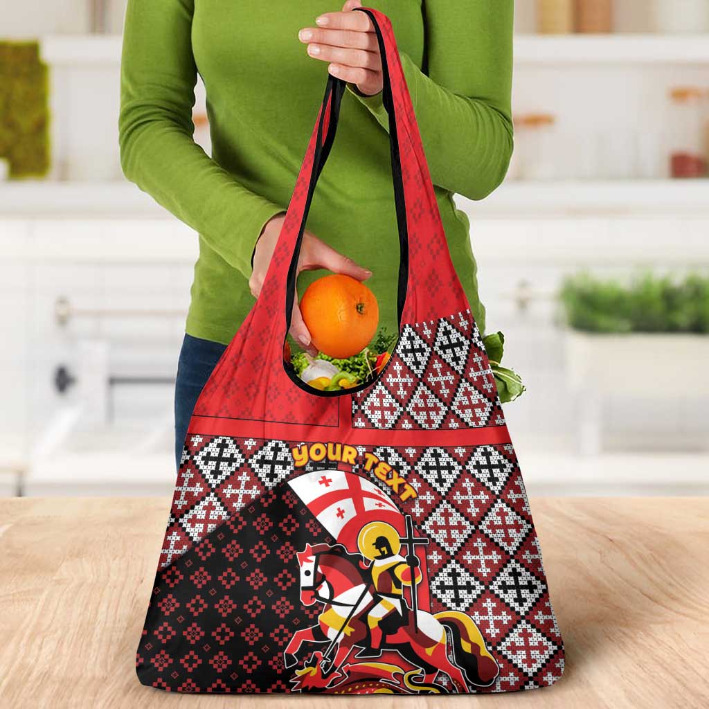 Personalized Georgia Grocery Bag Saint George Dragon Slayer Folk Pattern