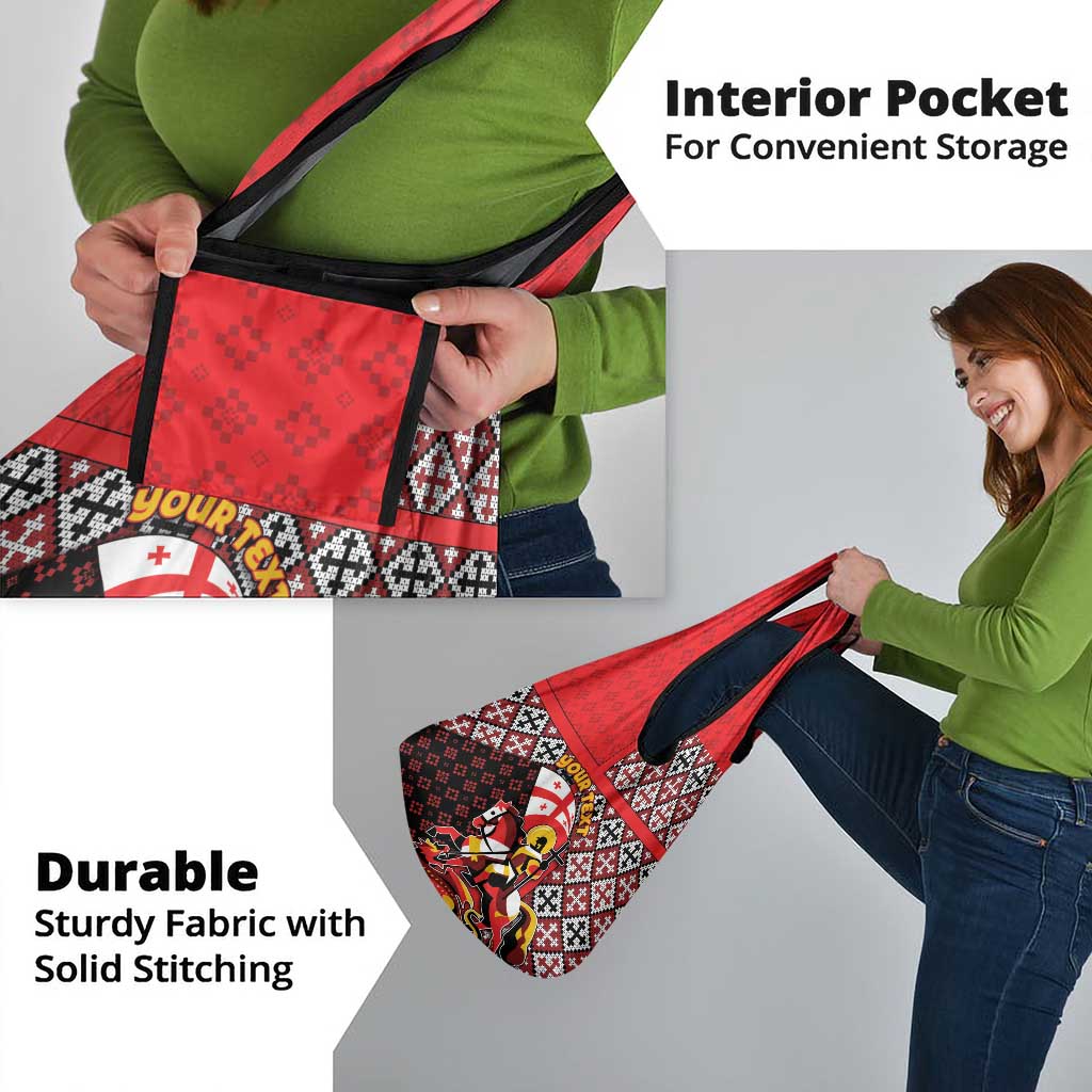 Personalized Georgia Grocery Bag Saint George Dragon Slayer Folk Pattern