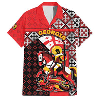 Personalized Georgia Hawaiian Shirt Saint George Dragon Slayer Folk Pattern