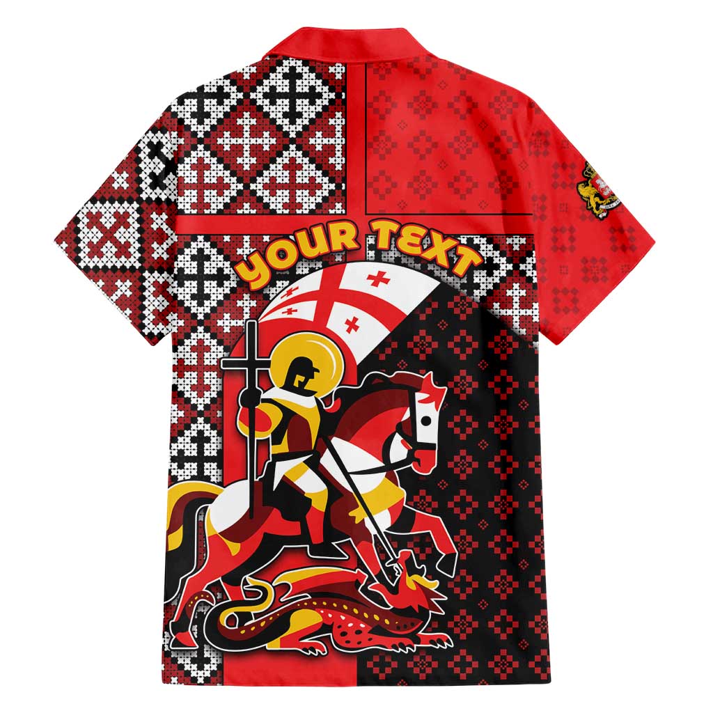 Personalized Georgia Hawaiian Shirt Saint George Dragon Slayer Folk Pattern