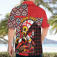 Personalized Georgia Hawaiian Shirt Saint George Dragon Slayer Folk Pattern