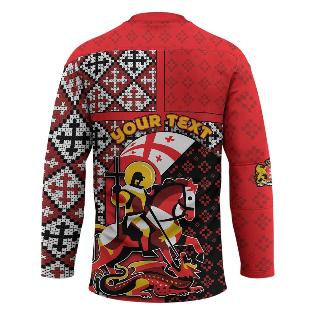 Personalized Georgia Hockey Jersey Saint George Dragon Slayer Folk Pattern