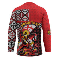 Personalized Georgia Hockey Jersey Saint George Dragon Slayer Folk Pattern