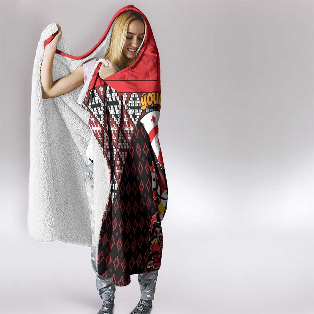 Personalized Georgia Hooded Blanket Saint George Dragon Slayer Folk Pattern